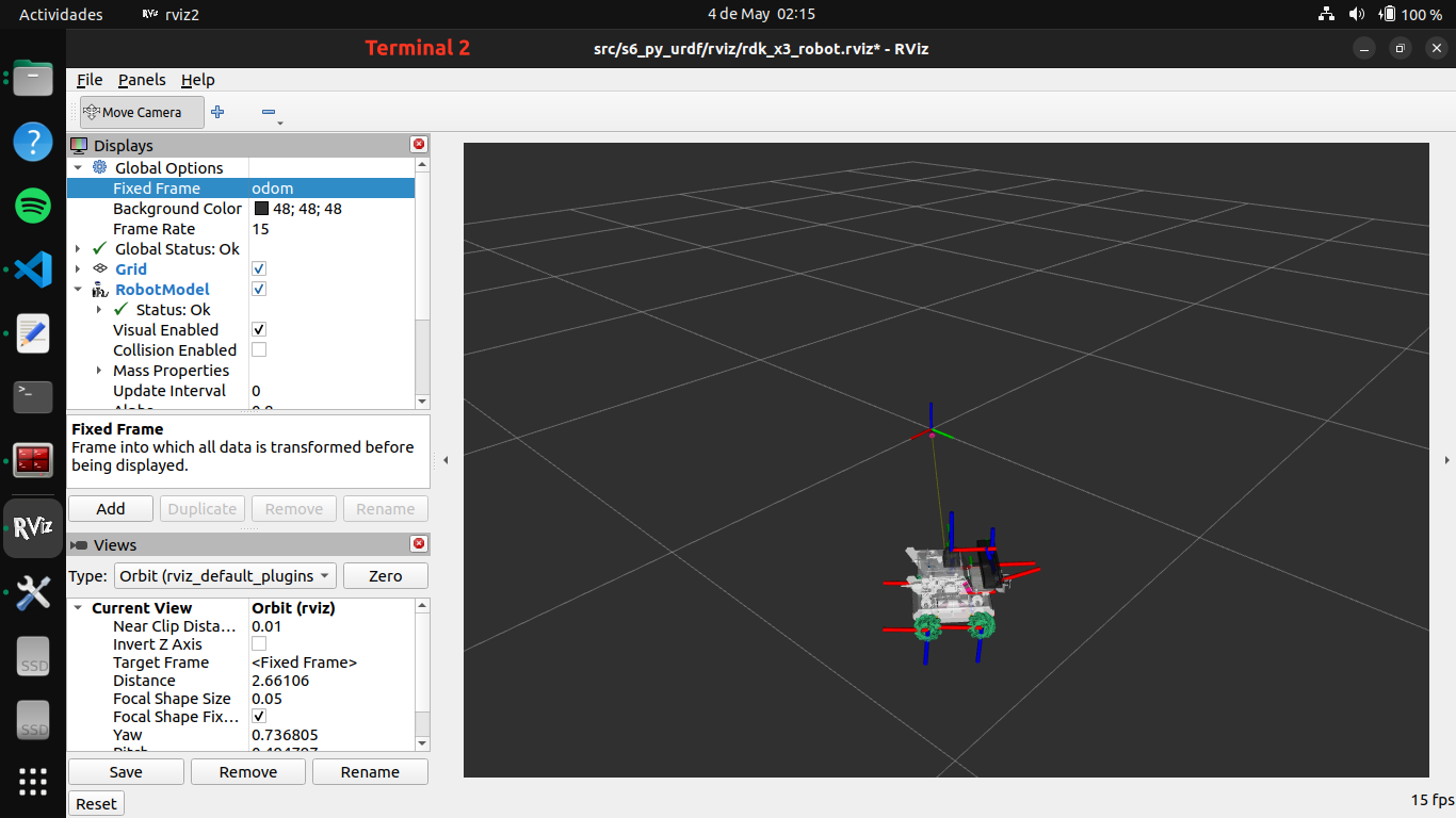 Example screenshot showing the simulation of the RDK X3 Robot in RViz.