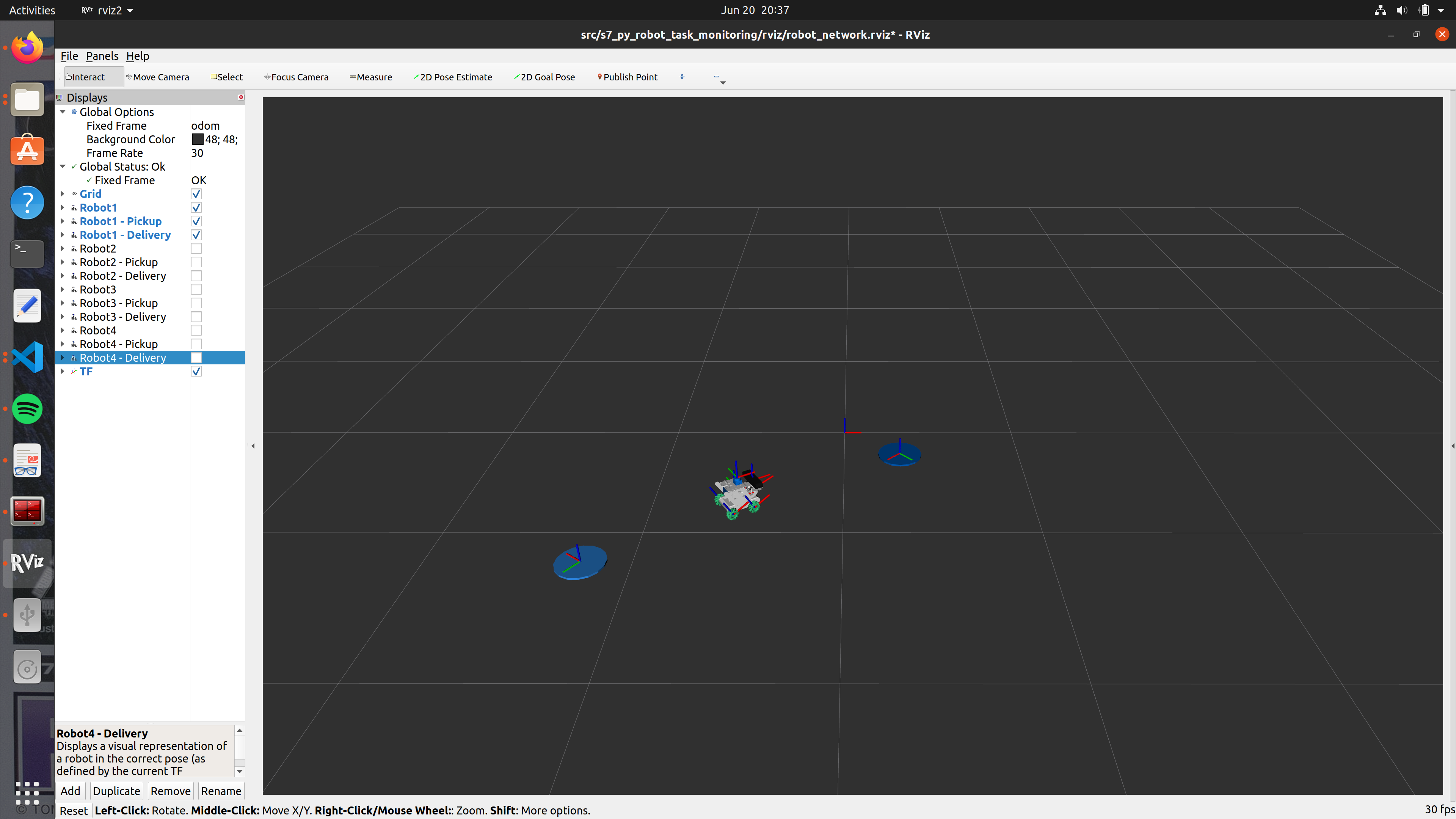 Example screenshot showing the visualization of the RDK X3 Robot1 in RViz.